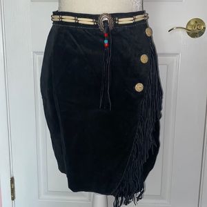 Kobler Leather Western Skirt With Fringe